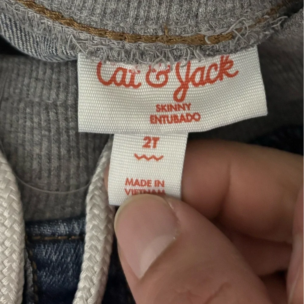 Cat & Jack Blue Denim‎ Jacket with Gray Sleeves and pants